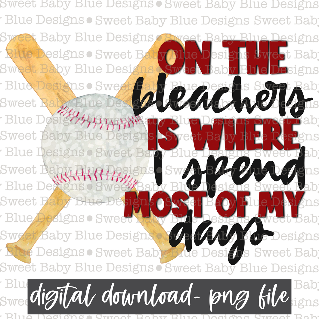 On the bleachers is where I spend most of my days- Baseball- PNG file- Digital Download