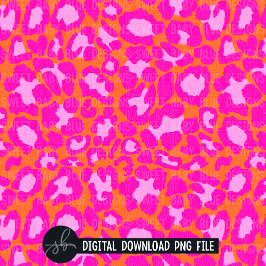 Orange and Pink leopard- Digital paper- 2022- PNG file- Digital Download