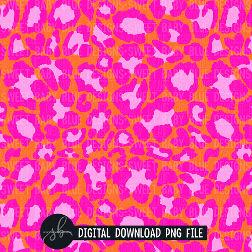 Orange and Pink leopard- Digital paper- 2022- PNG file- Digital Download
