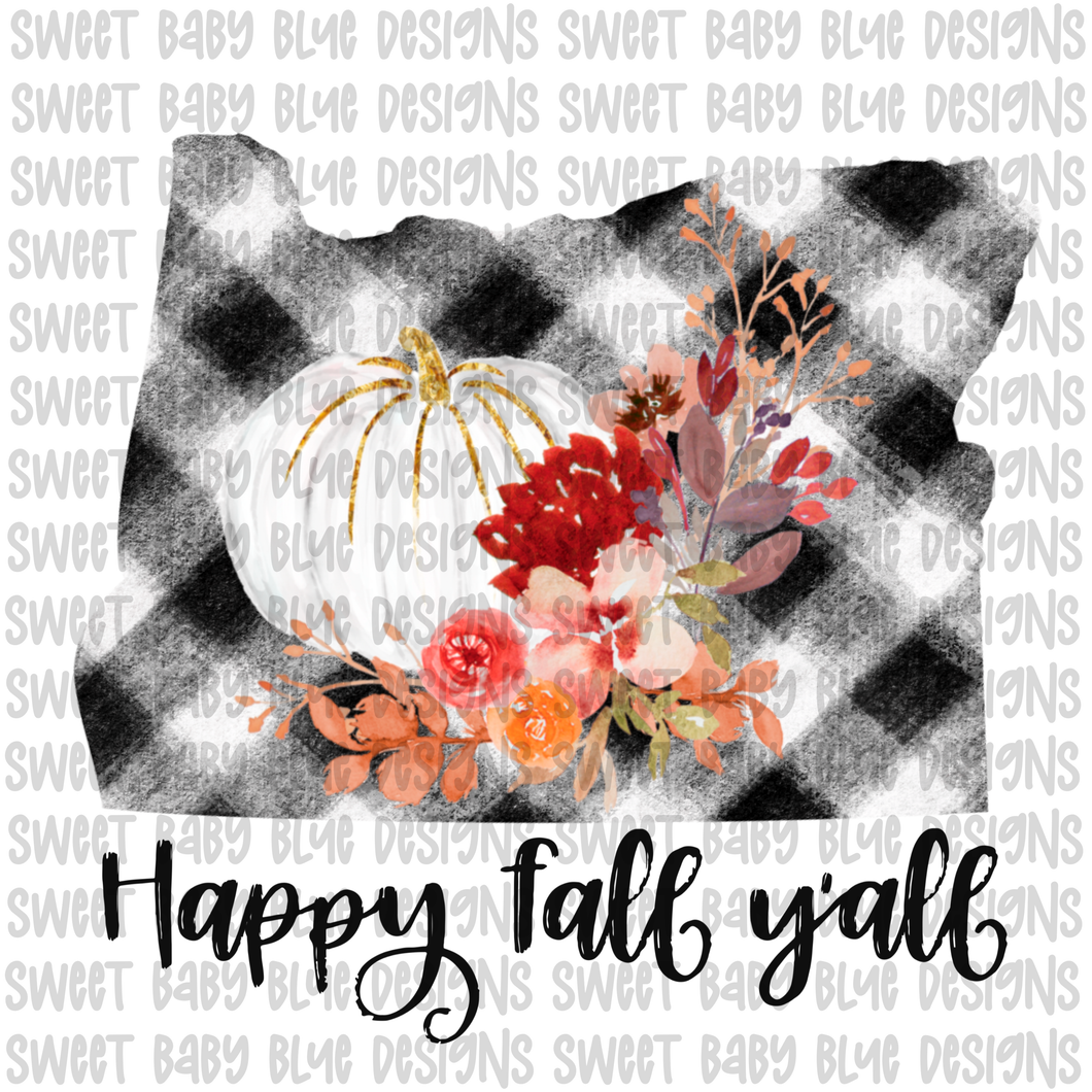 Oregon Happy Fall y'all- Fall- PNG file- Digital Download