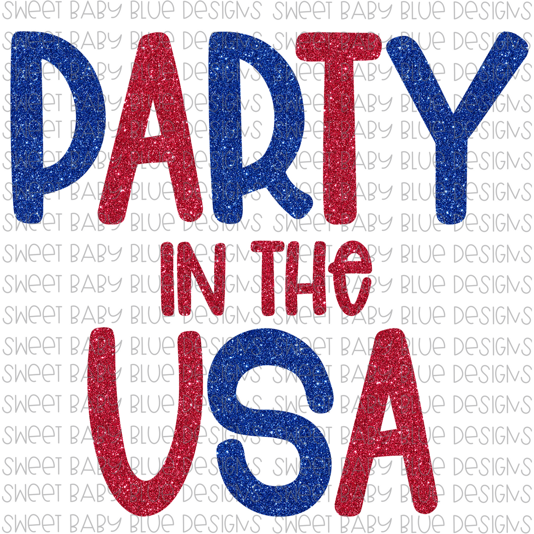 Party in the USA- Glitter overlay- PNG file- Digital Download