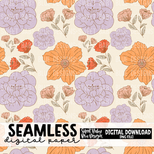 Pastel vintage floral- Seamless - Digital paper- 2023 - PNG file- Digital Download