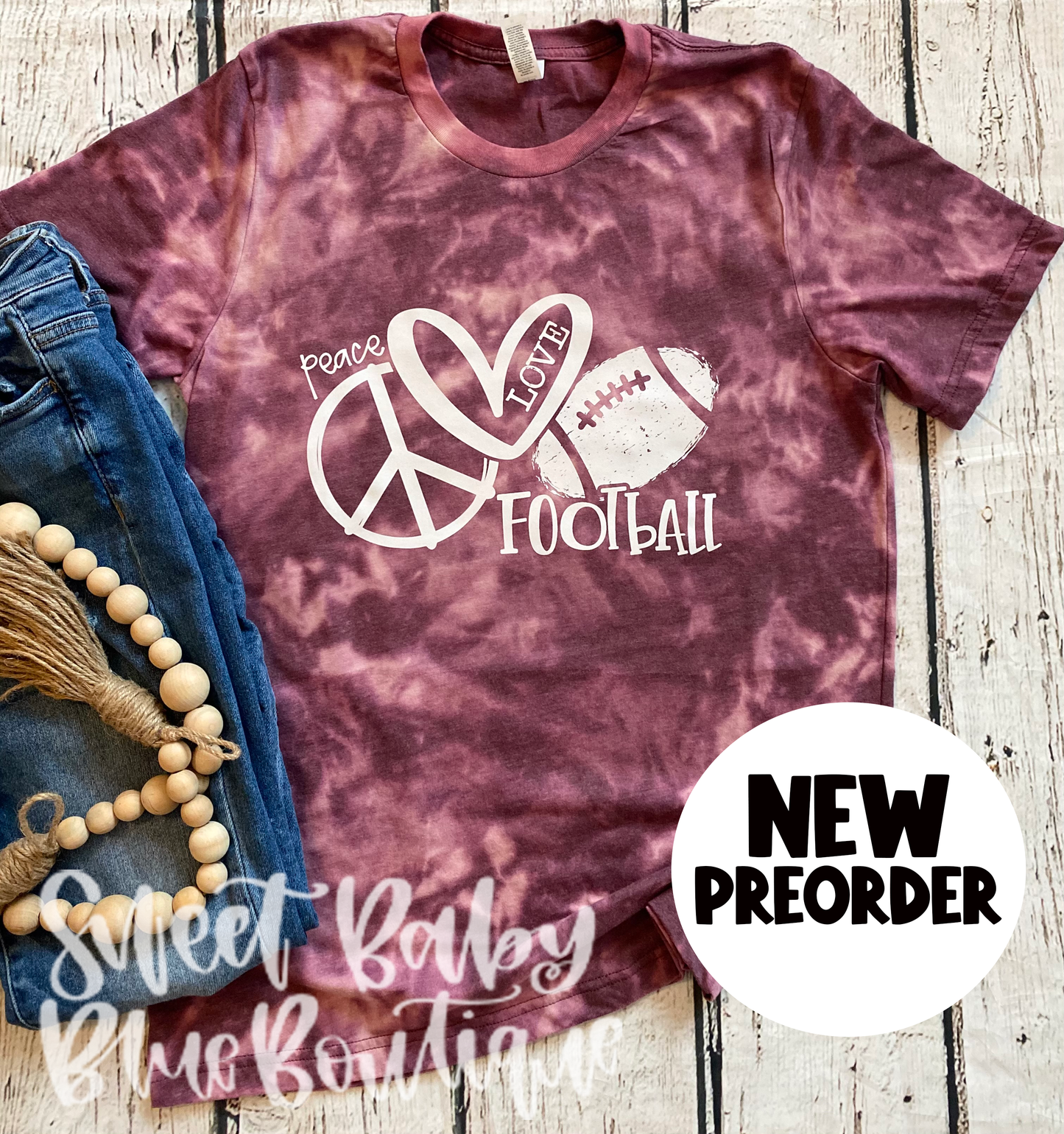 Peace love football - Bleached Short Sleeve
