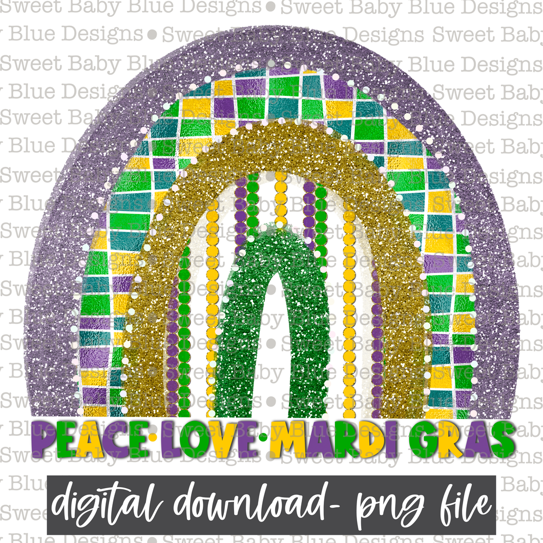 Peace love Mardi Gras- Mardi Gras- PNG file- Digital Download