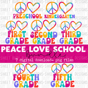 Peace love school bundle- School- 2022 - PNG file- Digital Download