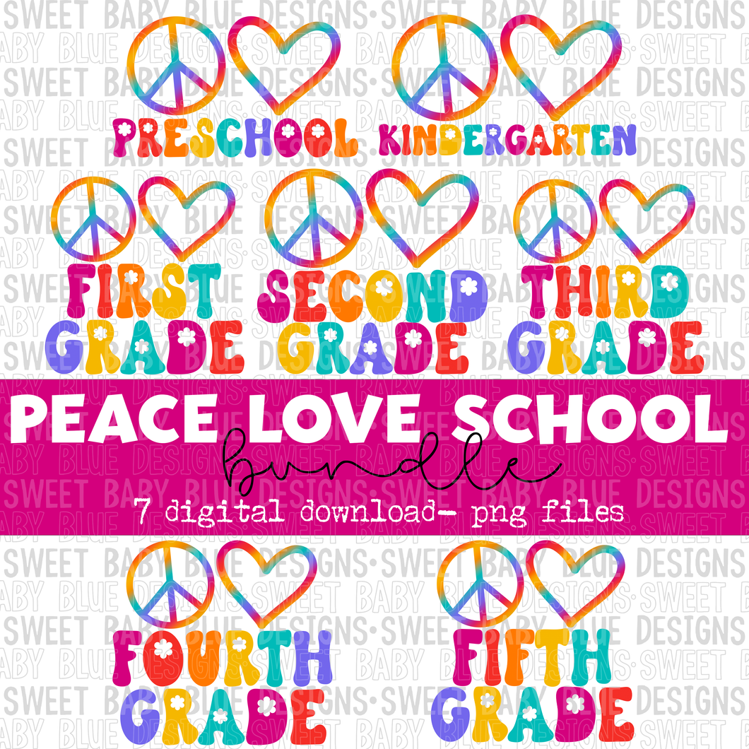Peace love school bundle- School- 2022 - PNG file- Digital Download