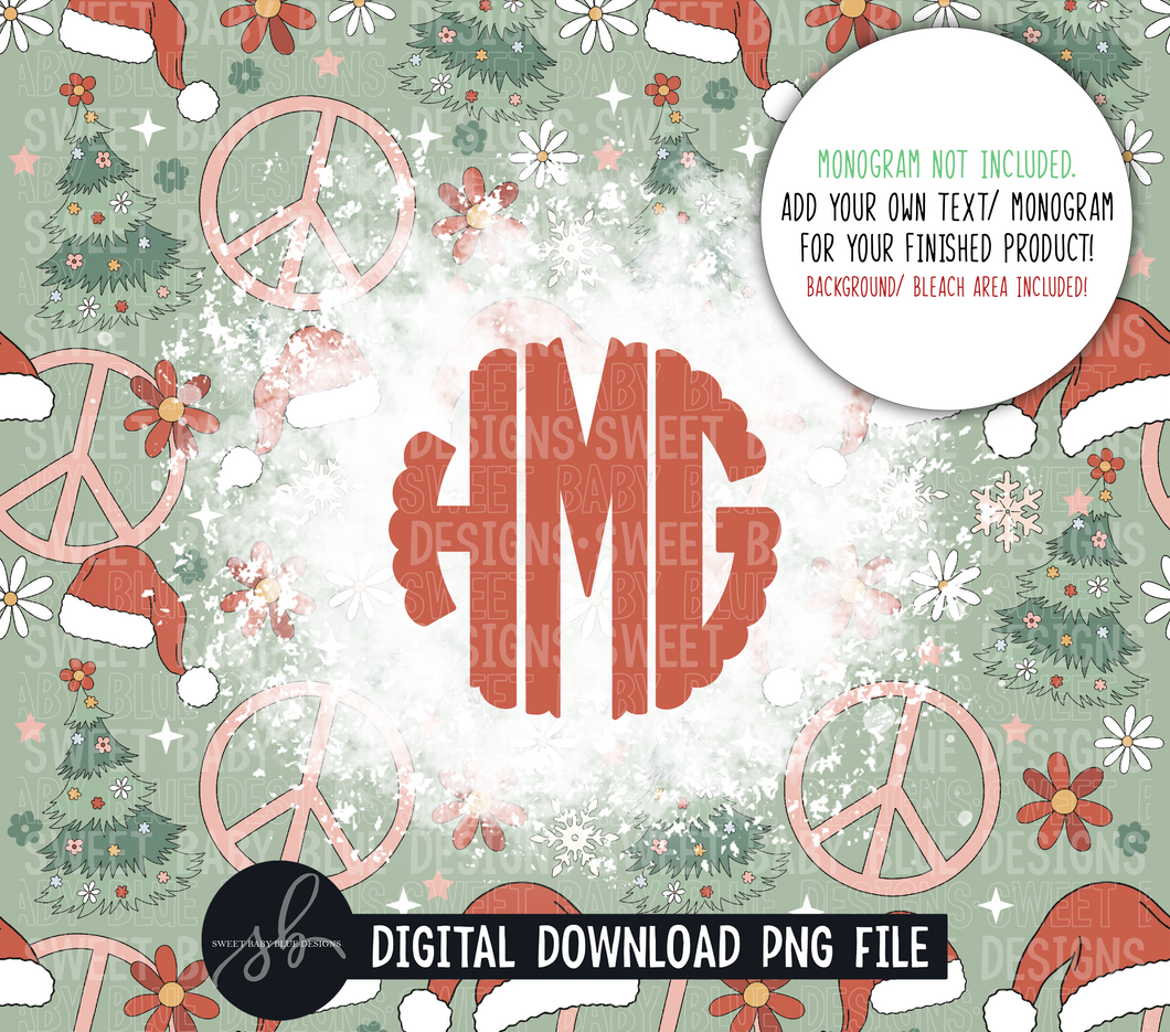 Peace Christmas- Bleach- Blank- 20 oz. skinny tumbler- 2022 -PNG file- Digital Download
