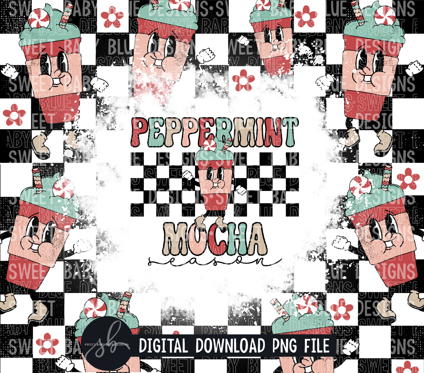 Peppermint mocha season- Christmas- 20 oz. skinny tumbler- 2022 -PNG file- Digital Download