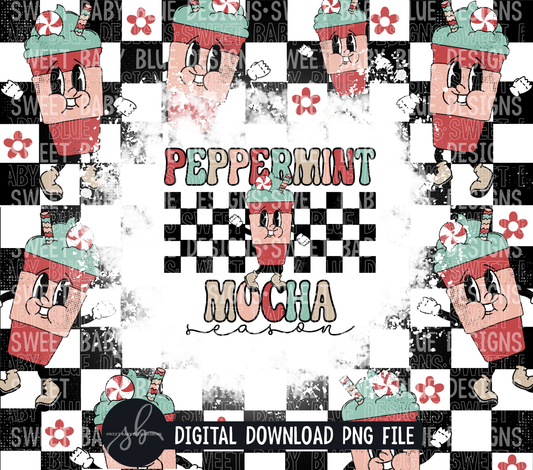 Peppermint mocha season- Christmas- 20 oz. skinny tumbler- 2022 -PNG file- Digital Download