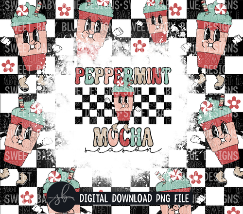 Peppermint mocha season- Christmas- 20 oz. skinny tumbler- 2022 -PNG file- Digital Download