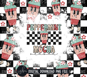 Peppermint mocha season- Christmas- 20 oz. skinny tumbler- 2022 -PNG file- Digital Download