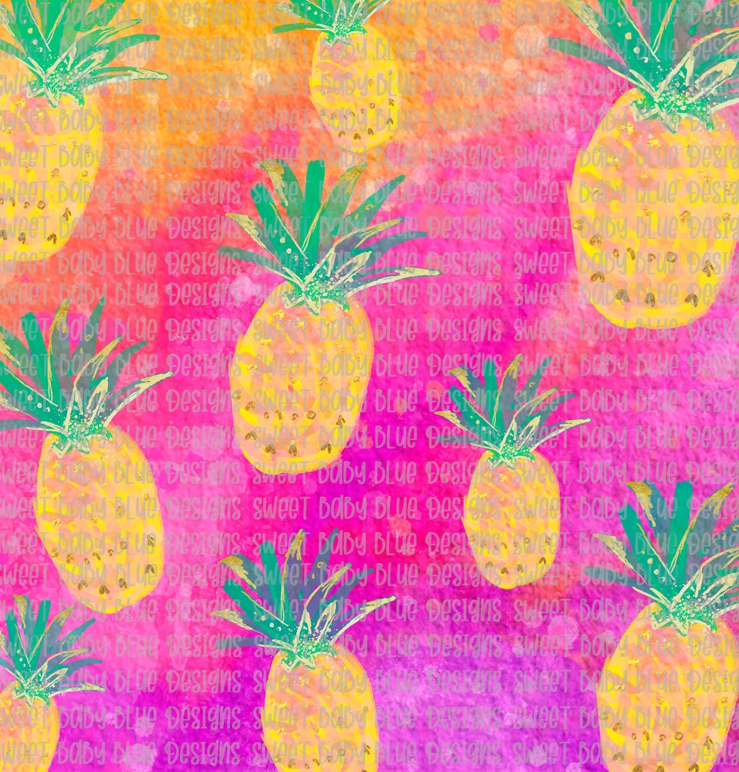 Pineapple- Watercolor Digital paper- PNG file- Digital Download