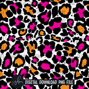 Pink and orange leopard- Digital paper- 2022 - PNG file- Digital Download