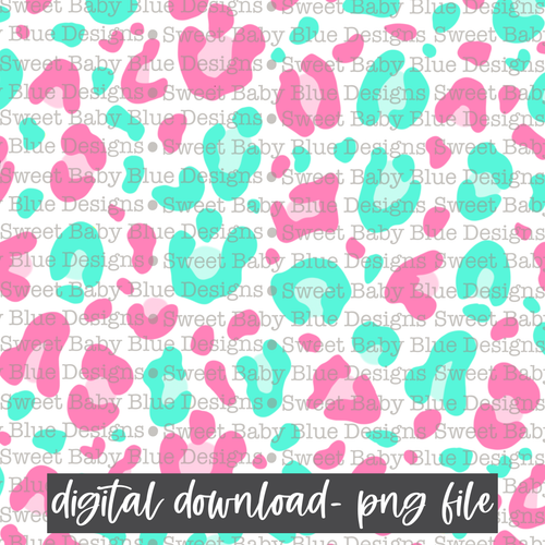 Pink/ Mint leopard- Digital paper-  2021- PNG file- Digital Download