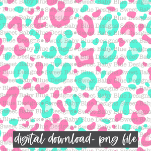 Pink/ Mint leopard- Digital paper-  2021- PNG file- Digital Download