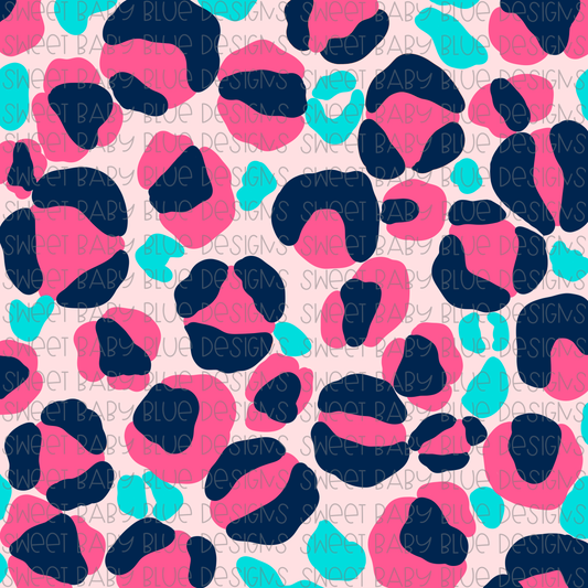 Leopard digital paper- Pink and Navy- PNG file- Digital Download