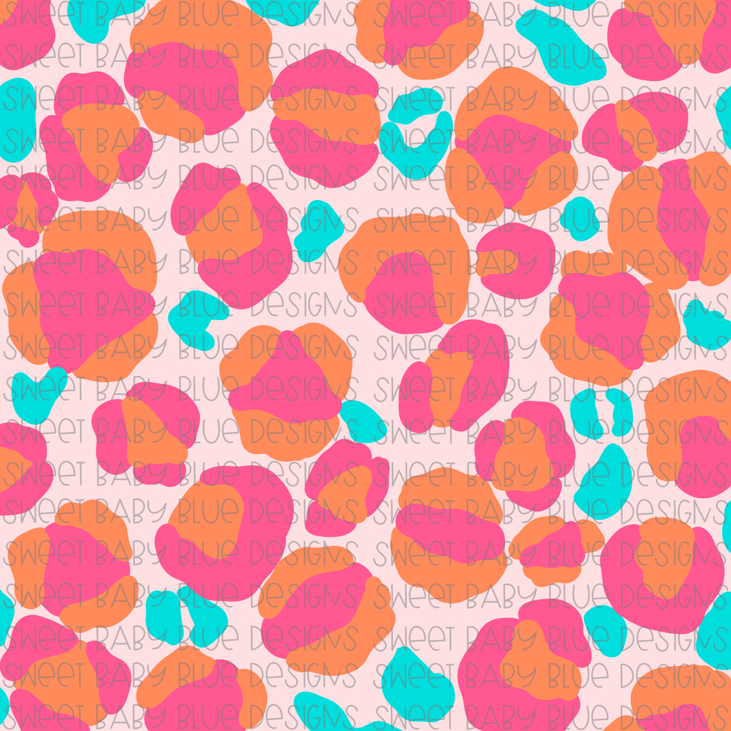 Leopard digital paper- Pink and Orange- PNG file- Digital Download