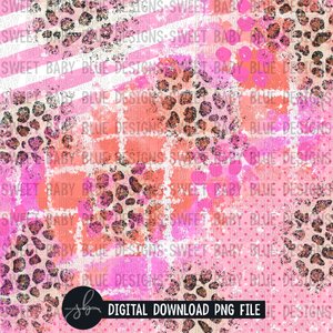 Pink and Orange- Leopard- Digital paper - 2022 -PNG file- Digital Download