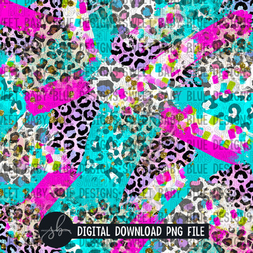 Leopard brush digital paper- Pink- Purple- Blue- Digital paper - 2022 -PNG file- Digital Download