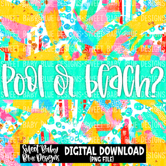 Pool or beach - Interactive post- 2023 - PNG file- Digital Download