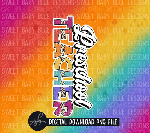 Preschool teacher- 20 oz. skinny tumbler- 2022 -PNG file- Digital Download