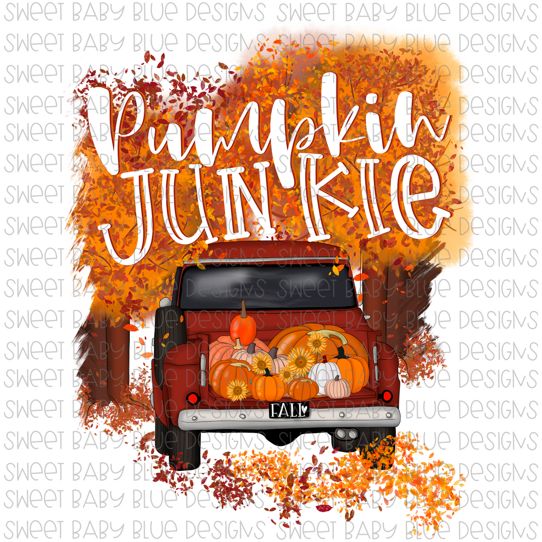 Pumpkin junkie- Fall- PNG file- Digital Download