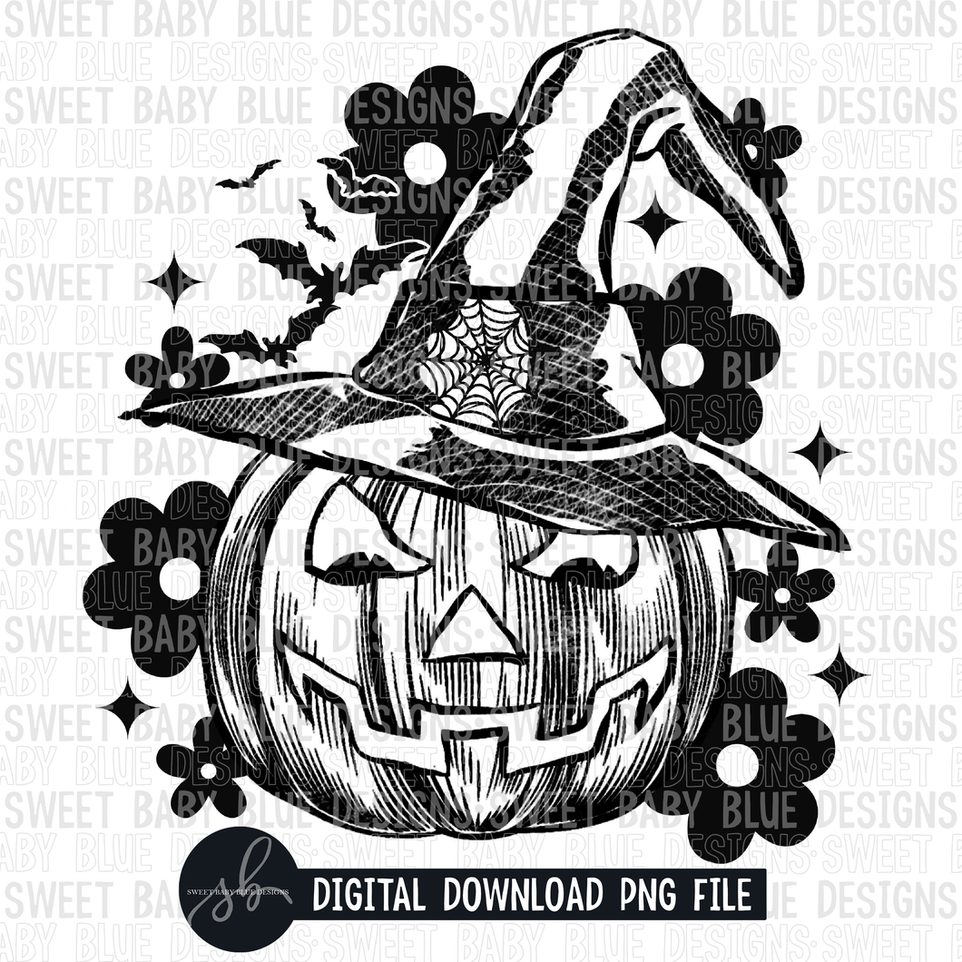Pumpkin- Retro- Single color- Halloween- 2022 - PNG file- Digital Download