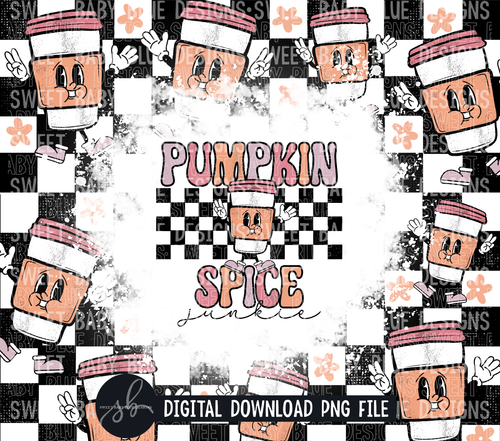 Pumpkin spice junkie- Fall - 20 oz. skinny tumbler- 2022 -PNG file- Digital Download