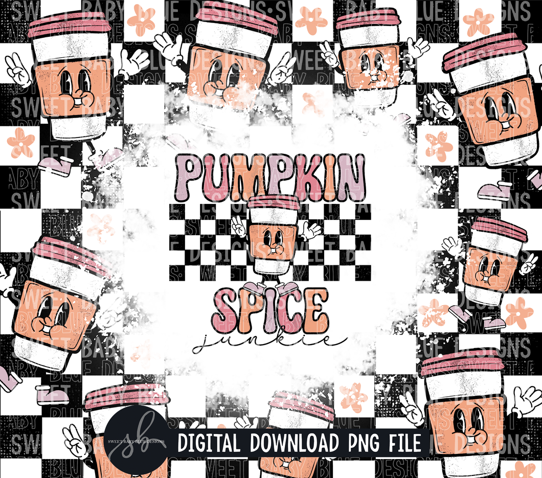 Pumpkin spice junkie- Fall - 20 oz. skinny tumbler- 2022 -PNG file- Digital Download