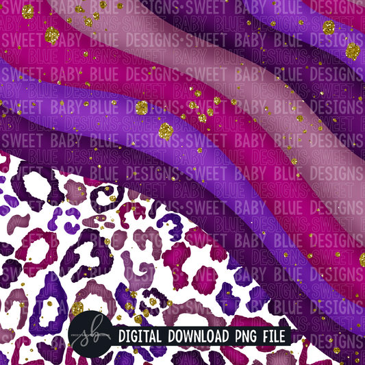 Purple- Stripe leopard- Digital paper - 2022 -PNG file- Digital Download