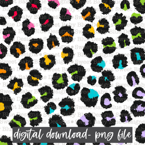 Rainbow leopard digital paper - PNG file- Digital Download