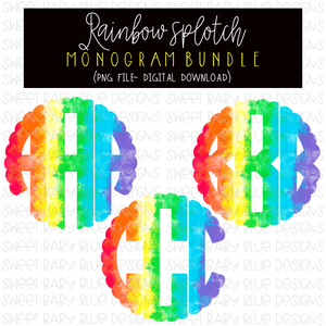 Rainbow Splotch Monogram Bundle- PNG file- Digital Download