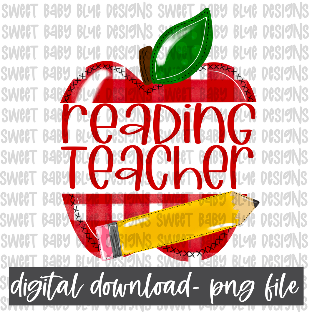 Reading teacher- PNG file- Digital Download
