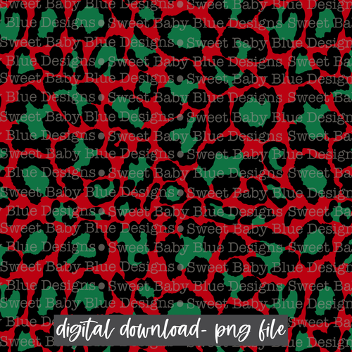 Red background green leopard- Christmas- Digital paper-  2021- PNG file- Digital Download
