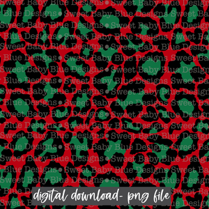 Red background green leopard- Christmas- Digital paper-  2021- PNG file- Digital Download