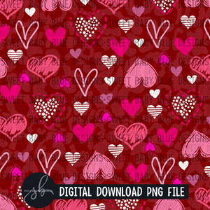 Red heart- Valentine's Day- Digital paper - 2022 - PNG file- Digital Download