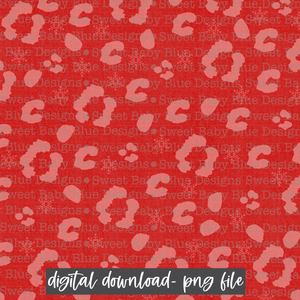 Red leopard Christmas Digital paper- 2021- PNG file- Digital Download