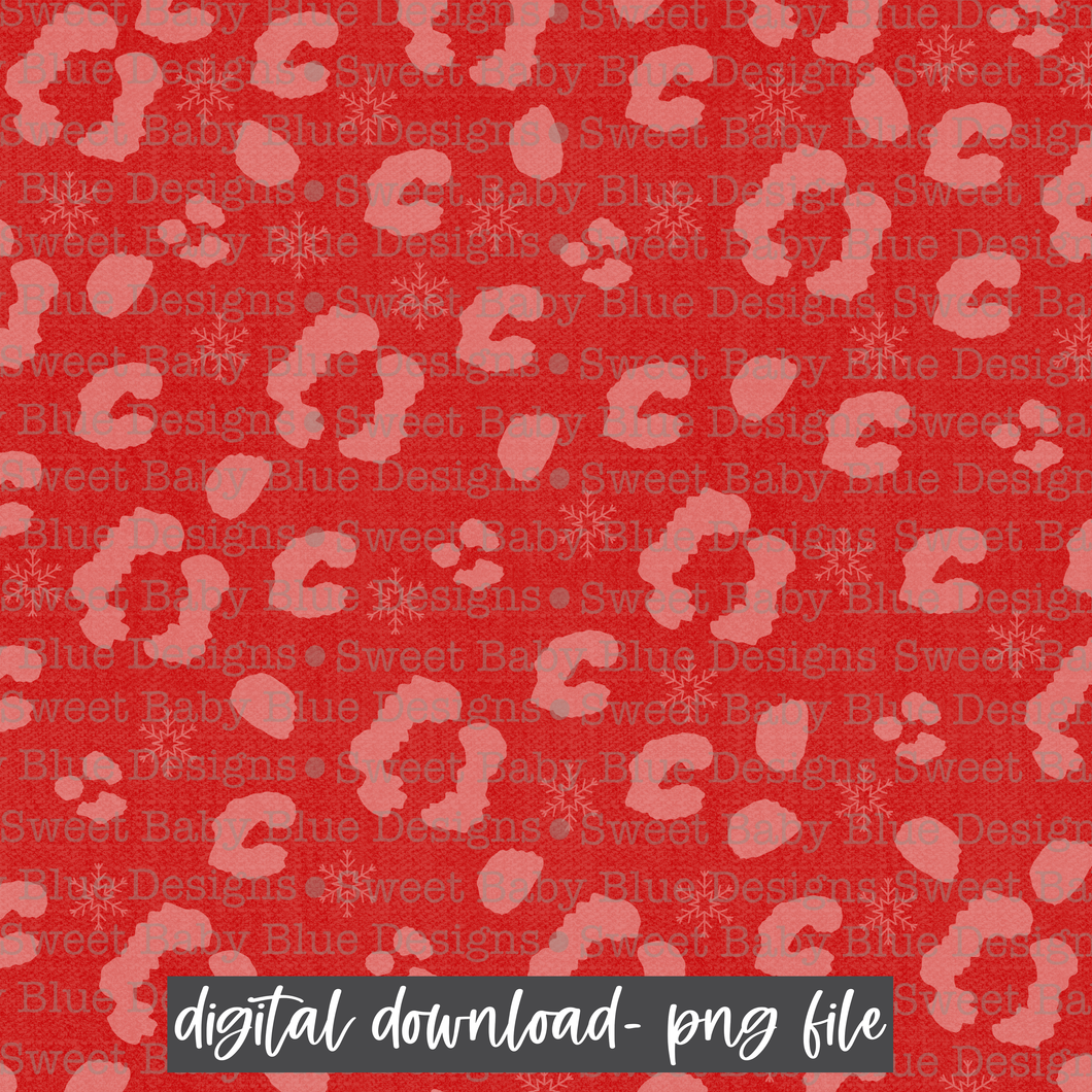 Red leopard Christmas Digital paper- 2021- PNG file- Digital Download