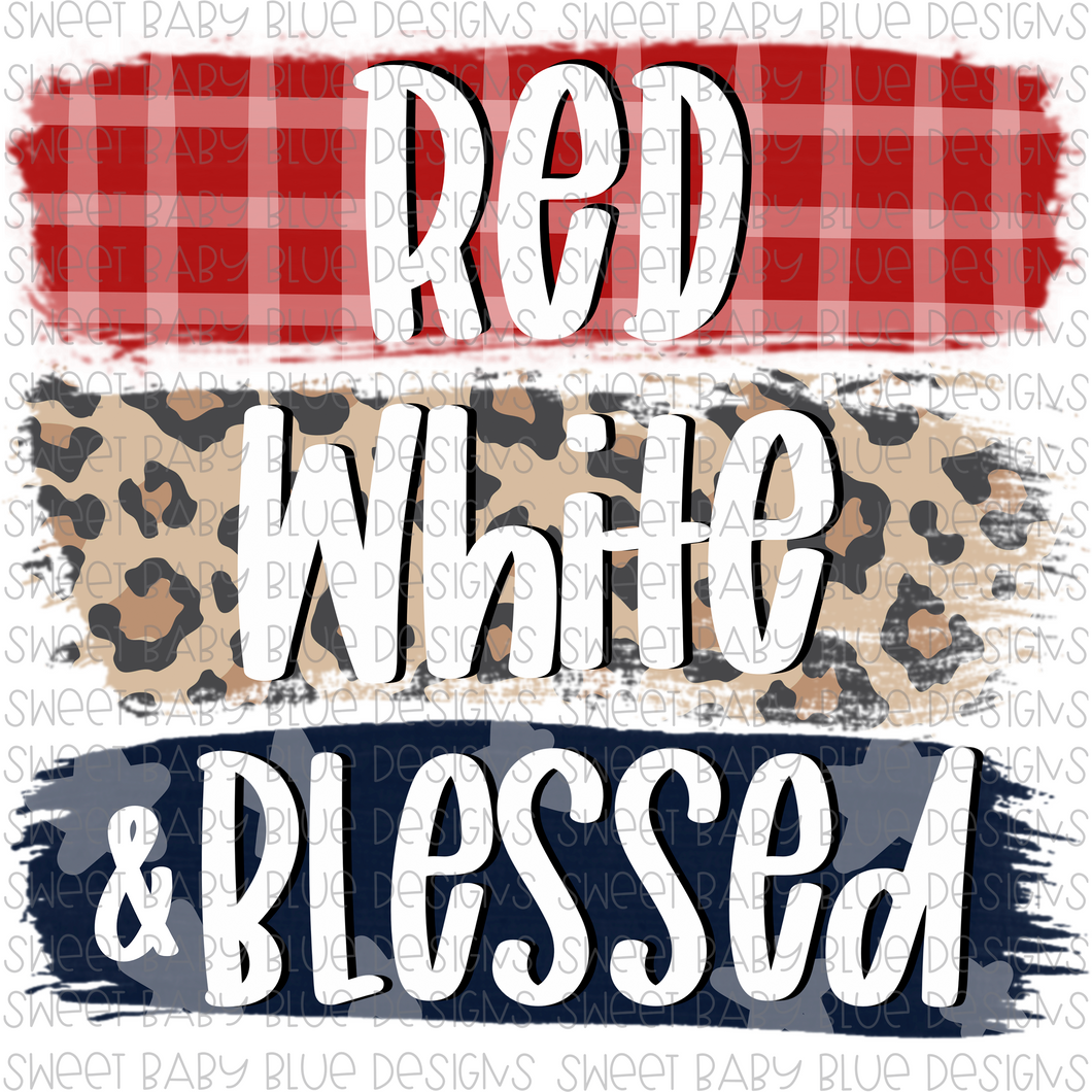 Red white and blessed- PNG file- Digital Download