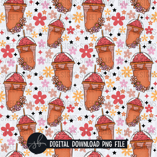 Retro Frap floral- Seamless- Digital paper- 2022- PNG file- Digital Download