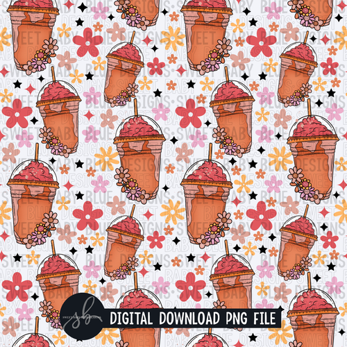 Retro Frap floral- Seamless- Digital paper- 2022- PNG file- Digital Download