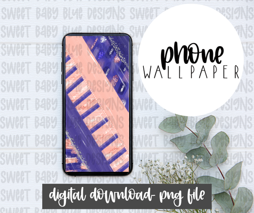 Royal/ Peach Brush- Phone Wallpaper- PNG file- Digital Download