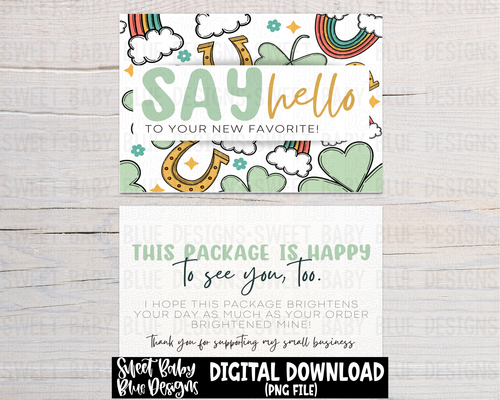 Say hello to your new favorite - Packaging card- St. Patrick's Day Rainbow - Front and back digital download- 2023 - PNG file- Digital Download