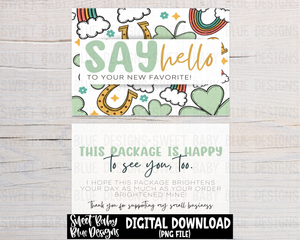 Say hello to your new favorite - Packaging card- St. Patrick's Day Rainbow - Front and back digital download- 2023 - PNG file- Digital Download