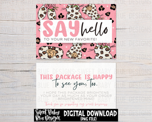 Say hello to your new favorite - Packaging card- Leopard Easter bunny - Front and back digital download- 2023 - PNG file- Digital Download
