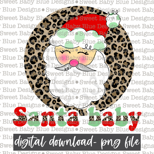 Santa Baby- Leopard circle- Christmas- 2021- PNG file- Digital Download