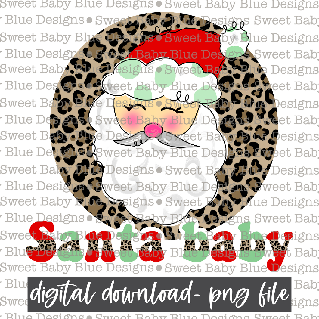 Santa Baby- Leopard circle- Christmas- 2021- PNG file- Digital Download