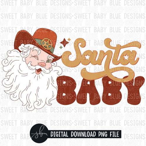 Santa baby- Western- Christmas- 2022 - PNG file- Digital Download
