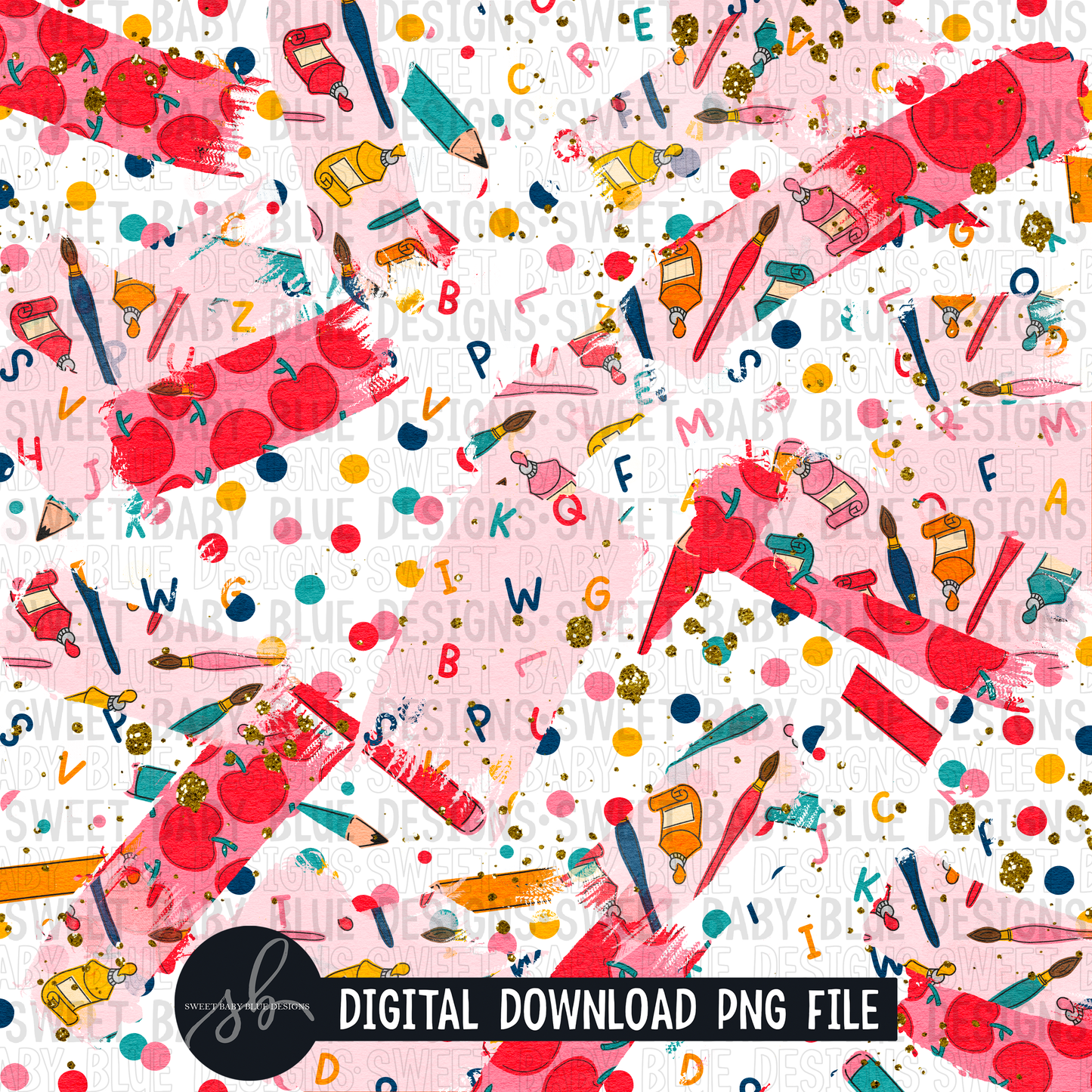 School- Brushstroke- Digital paper- 2022- PNG file- Digital Download