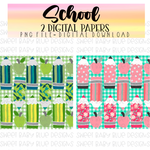 School Digital Paper- Boy and Girl- PNG file- Digital Download